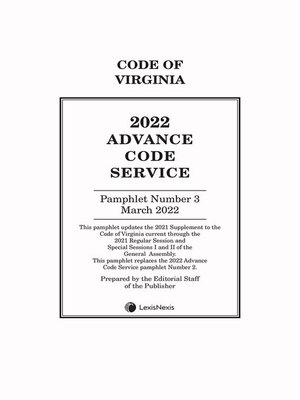 cover image of Virginia Advance Code Service